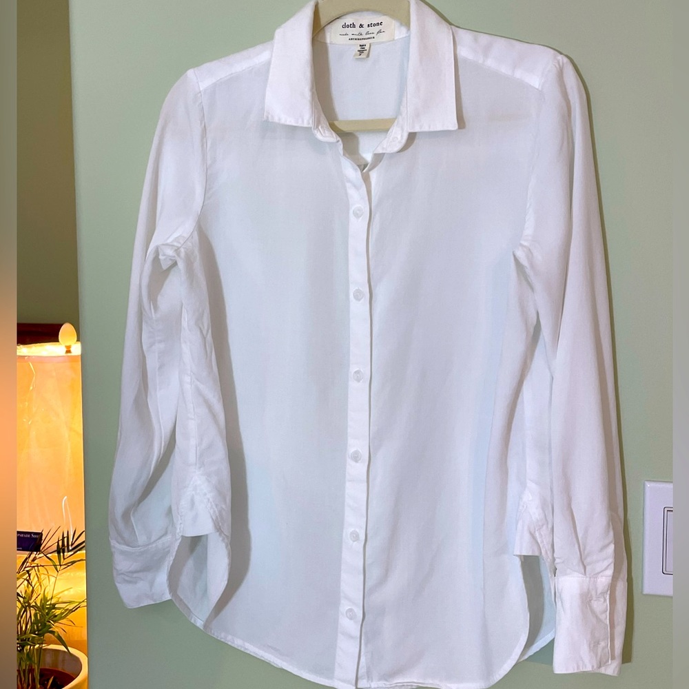 Anthropologie Cloth & Stone White Button Down Shirt Size S